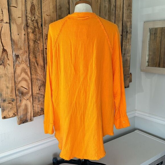 NWT Women’s M aerie Gauzy Pool to Party Coverup Simply Orange Oversized‎ Relaxed - Picture 6 of 16